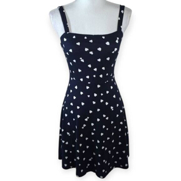 SOCIALITE NAVY W/WHITE HEARTS DRESS SZ.XS EUC - Picture 1 of 6